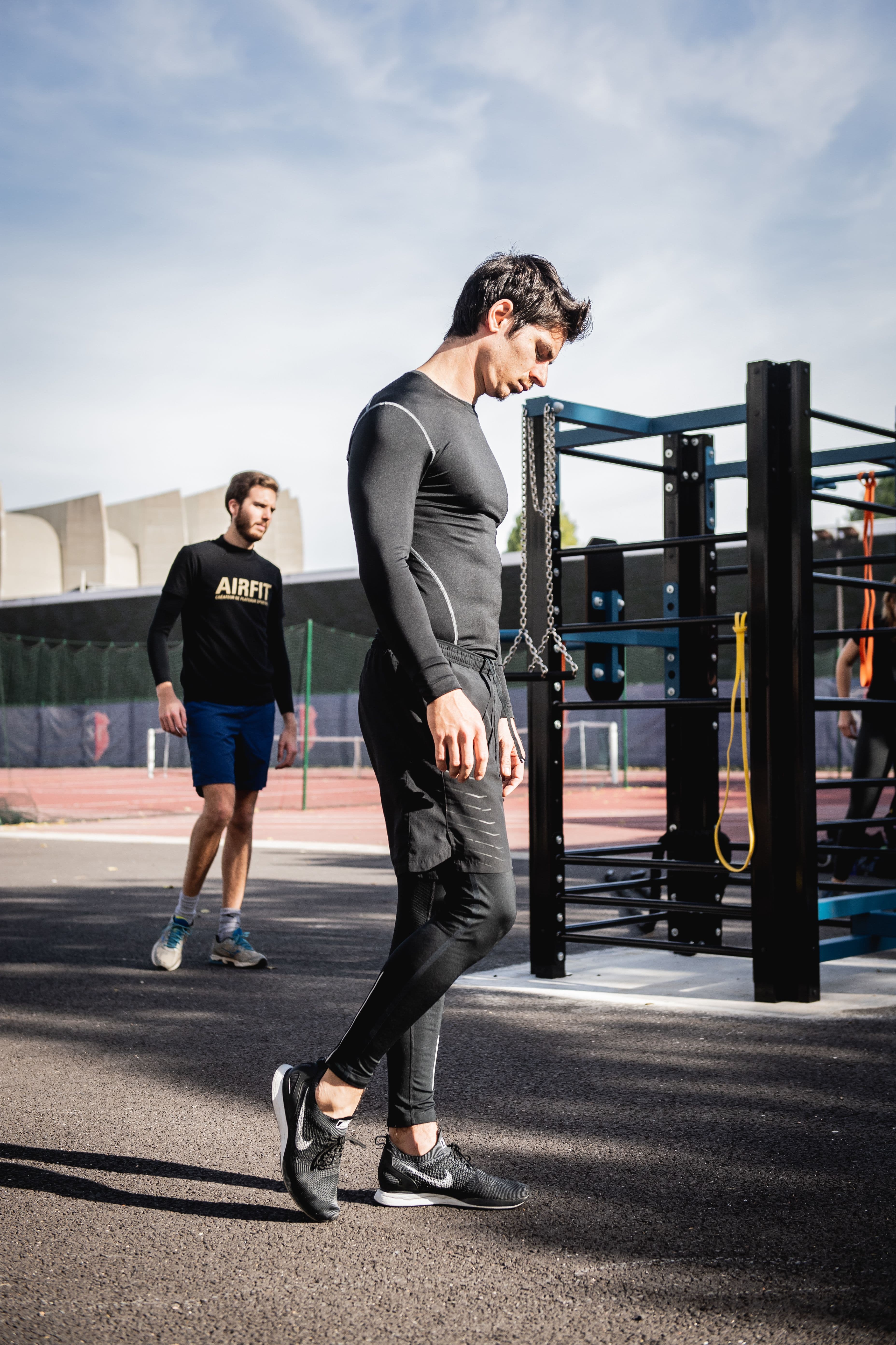 Athletes training in compression activewear